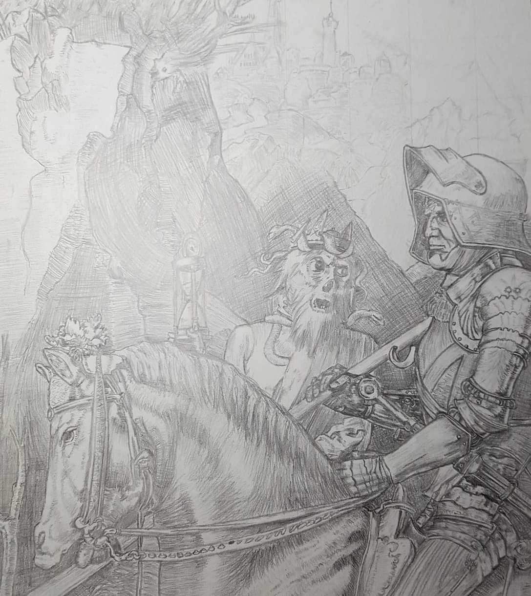 Knight, Death, and the Devil - Enlarged Pencil Drawing